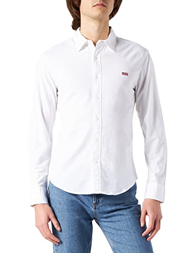 Levi's LS Battery Hm Shirt Slim Camisa Casual, White (White 0002), Medium para Hombre