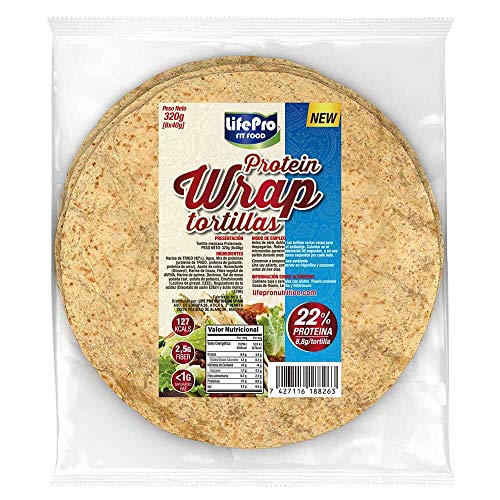 Life Pro Fit Food Protein Wrap Tortillas Proteicas 8x40g | 8,8g de proteína por cada tortilla | Tortilla mejicana con un alto contenido de proteínas | Cuida tu cuerpo con nuestros Wraps Proteicos