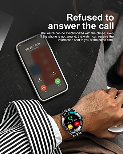 LIGE Reloj Inteligente Hombre de 1,3'', Monitor de Actividad con Pantalla Táctil, Resistente al Aagua IP67, Reloj de Aacero Inoxidable con Cronómetro para Android iOS (Negro zaul)
