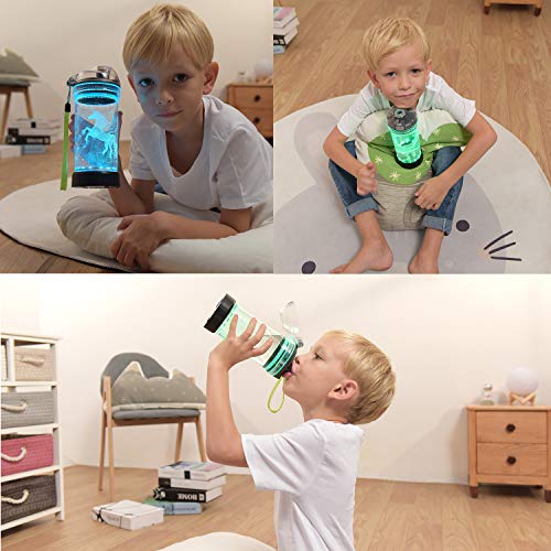 Lightzz Botella de agua brillante 3D con luz LED, 14 onzas Tritan libre de BPA - Taza de viaje ideal creativa, regalo ideal para escuela, niño o niño, vacaciones, camping, picnic