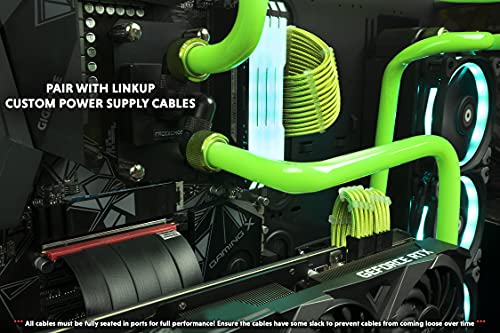 LINKUP - Cable Montante Ultra PCIe 4.0 X16 [Testado en RTX3090 RX6900XT x570 B550 Z690] Montaje Vertical Blindado Gaming PCI Express Gen4┃Conectores Dual Reverse {18cm} Diseñado para ITX