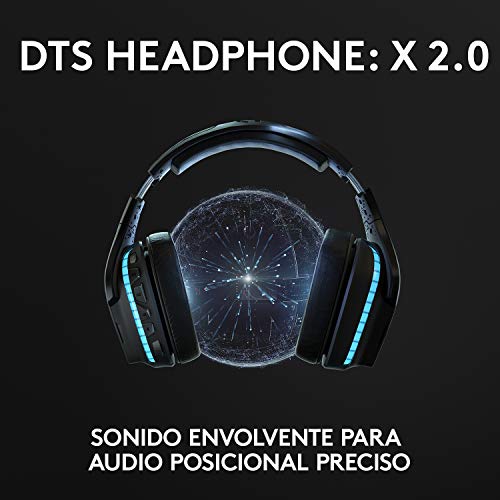 Logitech G935 Auriculares Gaming RGB Inalámbricos, Sonido 7.1 Surround, DTS Headphone:X 2.0, Transductores 50mm Pro-G, 2,4GHz Inalámbrico, Mic Volteable para Silenciar, PC/PS4/Switch - Negro