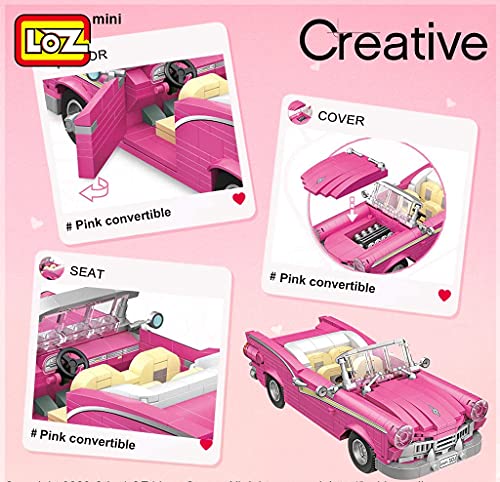 LOZ Mini Block 1125 Pink Cabriolet Car Model Mini Blocks Series