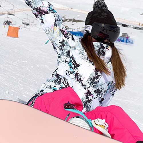 LQIQI Traje De Esquí para Mujer, Transpirable, Cálido Deportes Invierno Chaqueta Impermeable Prueba Viento Pantalones Esquí Conjunto Sudadera Capucha Esquí Trajes Snowboard Esquiar,Style1,S
