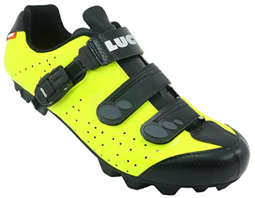 LUCK Zapatillas de Ciclismo MTB ODÍN con Suela de Carbono y Cierre milimétrico de precisión. (44 EU, Amarillo)