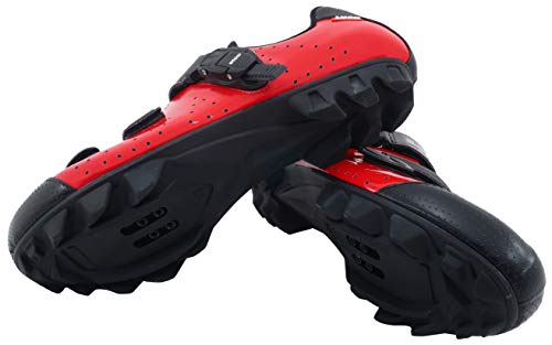 LUCK Zapatillas de Ciclismo MTB ODÍN con Suela de Carbono y Cierre milimétrico de precisión. (45 EU, Rojo)