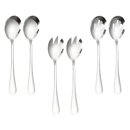 Lurrose Acero Inoxidable Sirviendo Cucharas Sporks: 1 Set Metal Spoons Caviar Slotted Spoon Spherification Spoon Ensalada Ensalada Cocinar Gadget para Cocina Plata