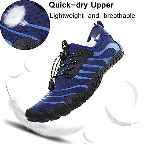 Lvptsh Zapatos de Agua para Hombre Zapatos de Playa Zapatillas Minimalistas de Barefoot Secado Rápido Calcetines de Piel Descalza Escarpines de Verano Deportes Acuáticos,Azul,EU42
