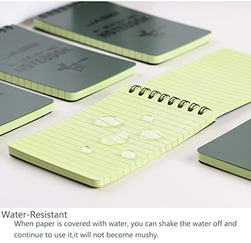 LZYMSZ Cuaderno Impermeable de 10 piezas, Cuadernos en Espiral Resistentes al agua a todo clima, táctico bloc de notas de Bolsillo de 3 "x 5", Notas papel de Cuadrícula verde para el Hogar, la Escuela