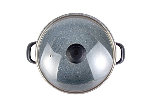 Magefesa Dolomiti - Cacerola 20cm con tapa de vidrio. Exterior gris marengo. Antiadherente bicapa reforzado efecto mármol, apta para todo tipo de cocinas, especial inducción. 50% de ahorro energético.