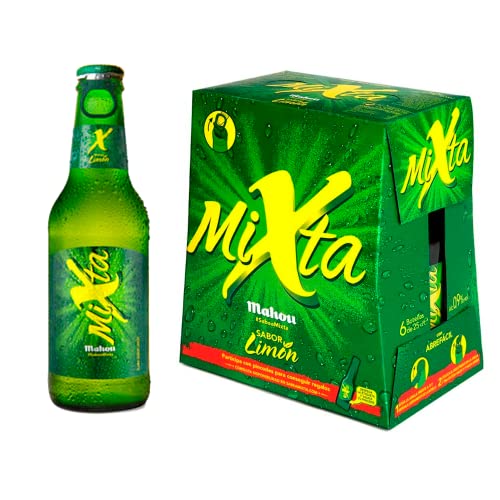 Mahou Mixta Cerveza Clara - Pack de 6 Botellines x 25 cl - 0,9% Volumen de Alcohol