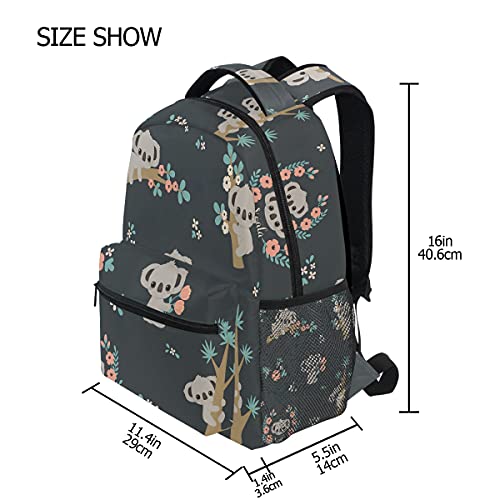 Mapa la mochila del estudiante de la escuela media para los adolescentes moda bolso grande durable de la escuela, Koala Bear, talla única