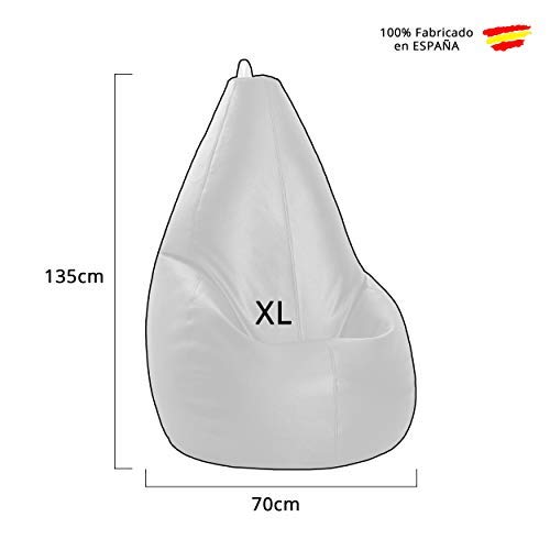 Maquidepol Puff Pera XL auténtico de Polipiel | Interior o Exterior | Fabricado a Mano 100% en España (XL, Rojo Exterior)