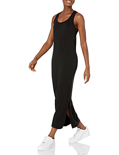 Marca Amazon - Daily Ritual - Maxi vestido de algodón terry súper suave y espalda cruzada, para mujer, Negro, US S (EU S - M)