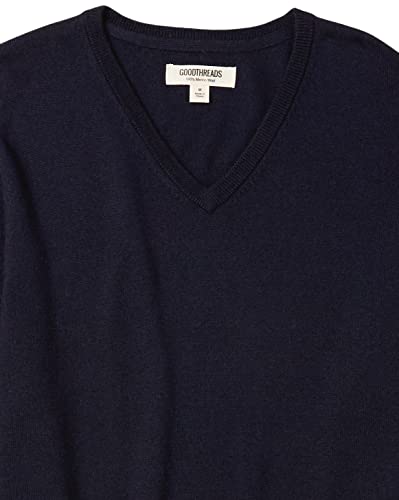 Marca Amazon – Goodthreads – Jersey de lana merino con cuello en V para hombre, Azul (Navy), US XS (EU XS)
