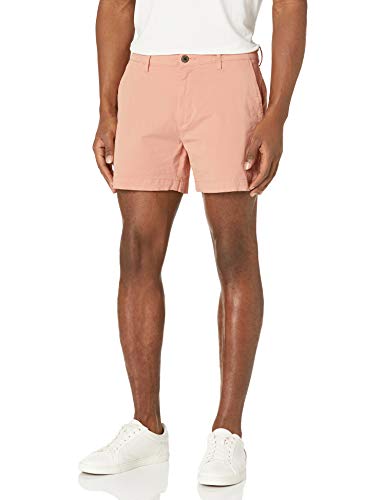 Marca Amazon – Goodthreads – Pantalones cortos chinos, cómodos y elásticos sin pinzas en la parte delantera con tiro de 13 cm para hombre, Rosa (Muted Clay Mut), W30''