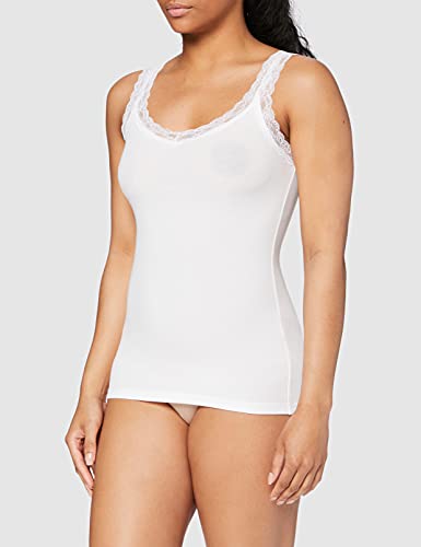Marca Amazon - Iris & Lilly Camiseta de Tirantes de Algodón Mujer, Pack de 2, Blanco, XL, Label: XL
