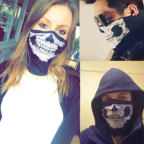 Máscara de tela con dibujo de calavera, para moto, deporte, esquí, ciclismo, Halloween (2 unidades)