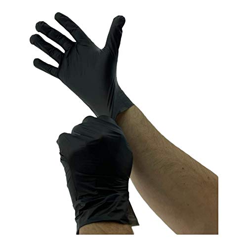 MC-Trend - 100 guantes delgados de TPE desechables, negros, sin polvo, sin látex, en una caja dispensadora, de tamaño mediano