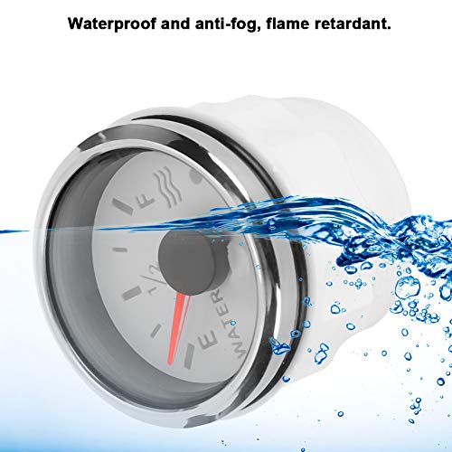 Medidor de nivel de agua, 52 mm/2 pulgadas Medidores de nivel de agua 9‑30 V CC Alarma inteligente para barco marino RV 0‑190ohm Sensor europeo(Blanco)