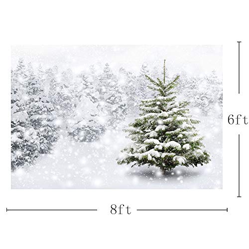 MEHOFOTO - Fondo para estudio fotográfico con diseño invernal de paisaje nevado con pinos. Decoración de fondo para fotografías. 2,5 m x 1,8 m