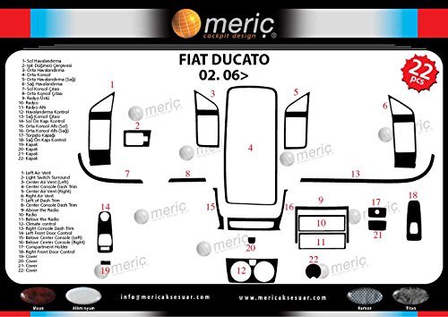 MERIC Decoración de Salpicadero (CD-AL00130) Versión 3D exclusiva, específicamente para el vehículo, 22 Pieza, Color: Aluminio