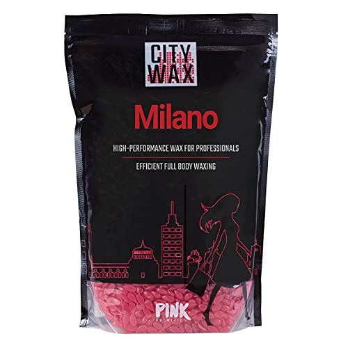 MILANO CITY WAX Cera premium para depilación 1 kg - perlas de cera - perlas de cera - granos de cera para depilación profesional sin tiras de vellón, depilación brasileña