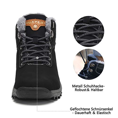 Mishansha Mujer Botas de Nieve Senderismo Impermeables Deportes Trekking Zapatos Hombre Impermeable Botas de Invierno Fur Forro Aire Libre Boots Negro 38 EU