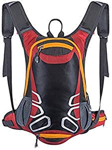 Mochila de ciclismo con soporte para casco, mochila ligera de esquí de 15 l (pequeña, compacta, resistente al agua), para senderismo, camping, montañismo, esquí, rojo
