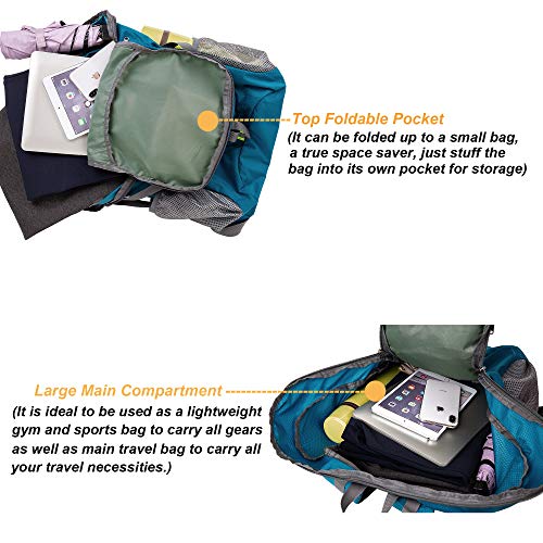 Mochila de senderismo ligera 50L plegable multifuncional bolsa de viaje resistente al agua casual camping mochila para hombres mujeres deporte al aire libre montaña