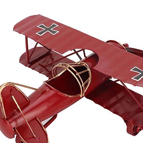 Modelo de avión, aviones decorativos de hierro vintage biplano colgante de juguetes para accesorios de fotos, de escritorio(Red)