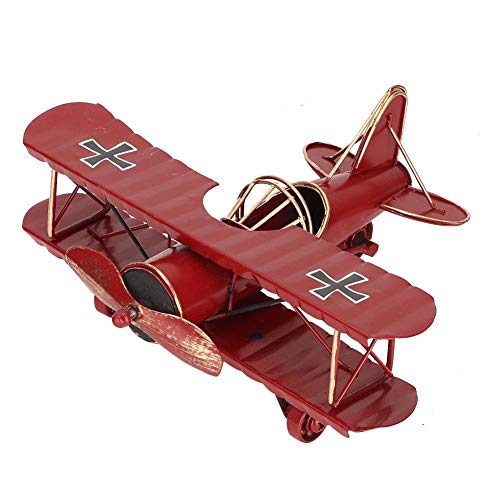 Modelo de avión, aviones decorativos de hierro vintage biplano colgante de juguetes para accesorios de fotos, de escritorio(Red)