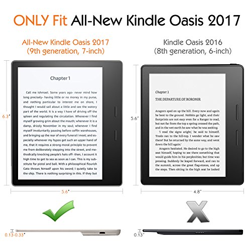 MoKo Funda para 7" Kindle Oasis 9ª generación (Modelo de 2017) y 10ª generación (Modelo de 2019) - Superior Voltear Vertical Funda con Auto Sueño/Estela - Negro
