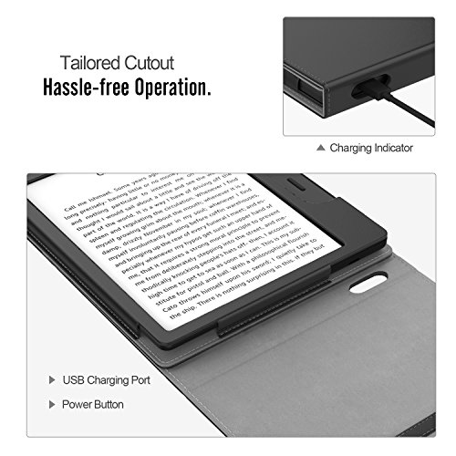 MoKo Funda para 7" Kindle Oasis 9ª generación (Modelo de 2017) y 10ª generación (Modelo de 2019) - Superior Voltear Vertical Funda con Auto Sueño/Estela - Negro