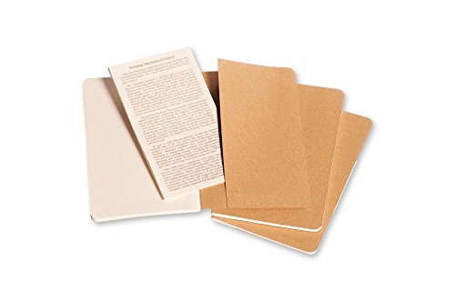 Moleskine S04940 Juego de 3 cuadernos con páginas en blanco, cubierta de cartón y bordado de algodón, 9x14 cm, Papel marrón