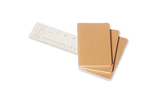 Moleskine S04940 Juego de 3 cuadernos con páginas en blanco, cubierta de cartón y bordado de algodón, 9x14 cm, Papel marrón