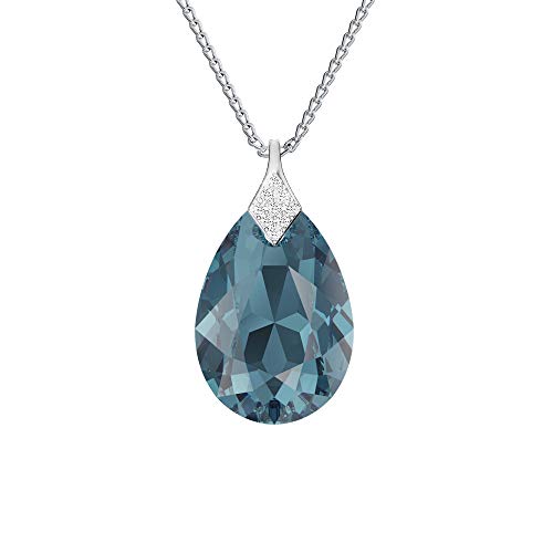 Montana - Collar de plata de ley 925 con cristales de Swarovski® – Pera – Cadena con colgante para mujeres – Bonita joya para mujer con caja de regalo
