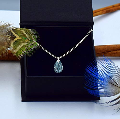 Montana - Collar de plata de ley 925 con cristales de Swarovski® – Pera – Cadena con colgante para mujeres – Bonita joya para mujer con caja de regalo