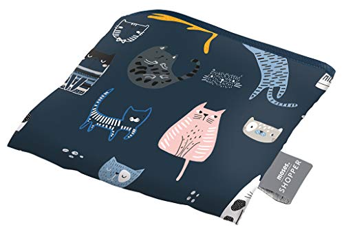Moses Shopper Love Cats | Bolsa de la compra plegable, respetuosa con el medio ambiente, reutilizable, poliéster, azul oscuro, talla única