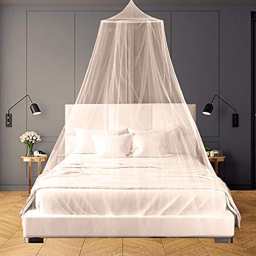 Mosquitera para Cama,Fácil Cama Colgante Canopy Netting, Protección de Red de Insectos para Camas Individuales y Dobles (Blanco)