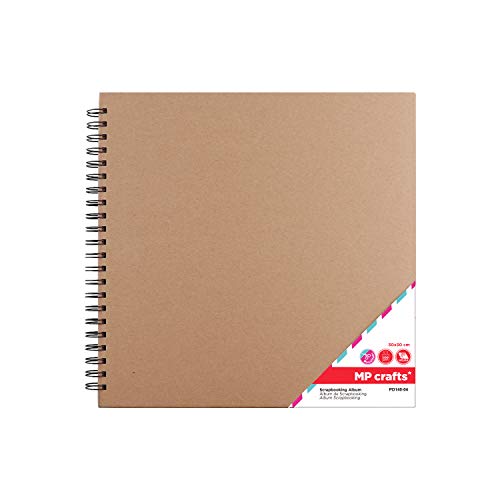 MP - Álbum Scrapbooking, Portada Gruesa, 20 Hojas Cuadradas, Color Kraft - 20x20 cm