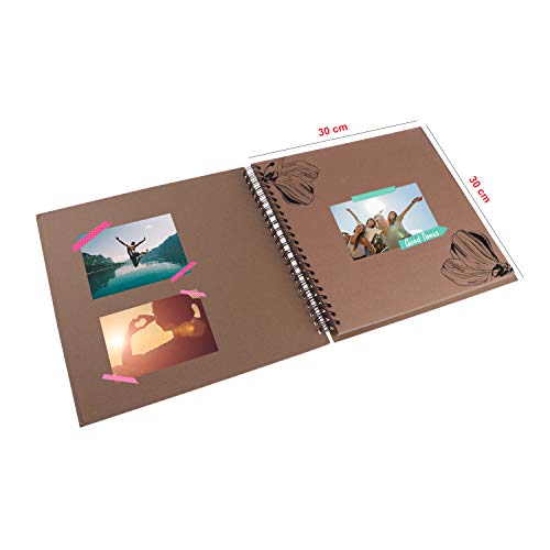 MP - Álbum Scrapbooking, Portada Gruesa, 20 Hojas Cuadradas, Color Kraft - 20x20 cm