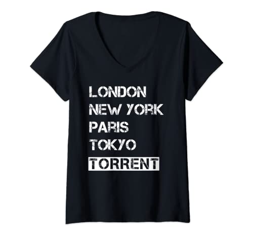 Mujer Amo mi ciudad Torrent - mi hogar Camiseta Cuello V