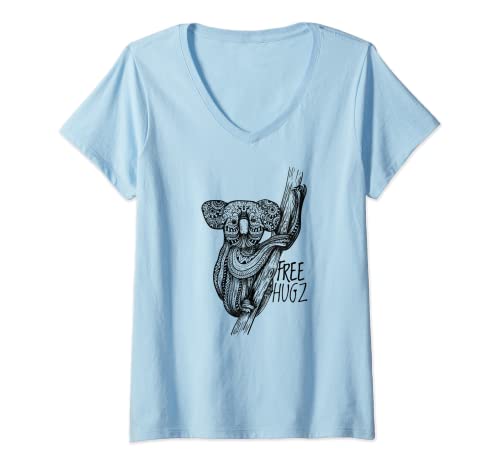 Mujer Patrón de mandala Koala, divertido regalo Camiseta Cuello V