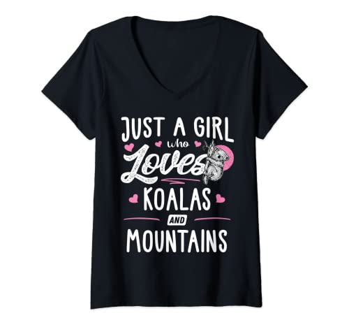 Mujer Solo una chica que ama a los koalas y las montañas regalo para mujer Camiseta Cuello V