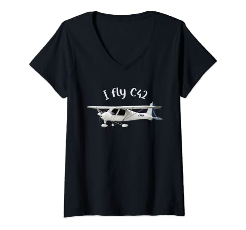Mujer Vuelo C42 - ultraligero, avión, deporte de aviación Camiseta Cuello V