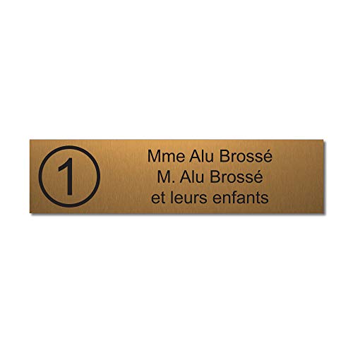 Mygoodprice Placa grabada para nombre y número de caja con letras adhesivas, 10 x 2,5 cm, personalizada, 1 a 3 líneas en oro cepillado