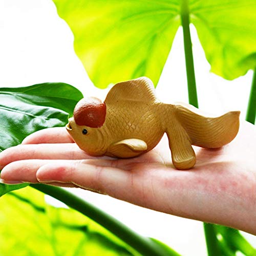 MZXUN Goldfish Goldfish Crafts - Decoración para mascotas de té de arena morada, adornos para mascotas, lindos accesorios de juego de té de peces de colores (color: amarillo, tamaño: 4,5 x 10 cm)