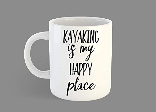 N\A Taza de Kayak es mi Lugar Feliz, Taza de Kayak, Regalo para kayakista, Taza más vendida, Taza Popular