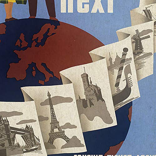 Nacnic Poster vintage. Cartel vintage de Europa. Visita Europa. Tamaño A4 con marco
